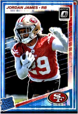 Jordan James #278 Rookie Card 2025 Donruss Optic Purple Shock