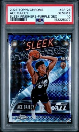 Ace Bailey #SF-25 Rookie Card 2025-26 Topps Chrome Basketball Sleek Finishers