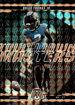 Brian Thomas Jr. #8 2025 Panini Mosaic Touchdown Masters Mosaic Orange Fluorescent