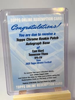 Cam Ward #RPA-CW Rookie Card 2025 Topps Chrome Football Topps Chrome Rookie Patch Autographs