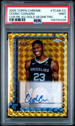 Cedric Coward #TCAR-CC Rookie Card 2025-26 Topps Chrome Basketball Topps Chrome Autographs Rookies