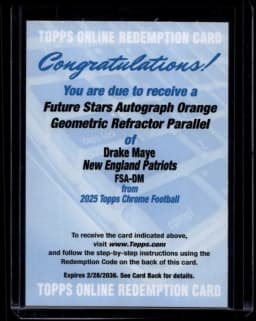 Drake Maye #FSA-DM 2025 Topps Chrome Football Future Stars Autographs