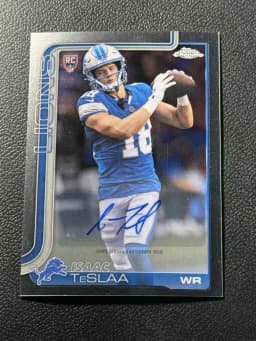 Isaac TeSlaa #RA-ITS Rookie Card 2025 Topps Chrome Football Rookies Autograph Variation