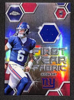 Jaxson Dart #FYF-JD Rookie Card 2025 Topps Chrome Football First Year Fabric