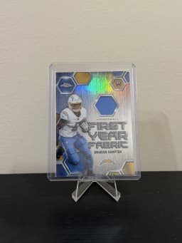 Omarion Hampton #FYF-OH Rookie Card 2025 Topps Chrome Football First Year Fabric