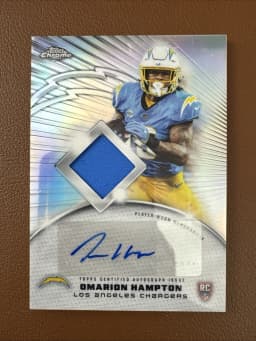Omarion Hampton #RPA-OH Rookie Card 2025 Topps Chrome Football Topps Chrome Rookie Patch Autographs