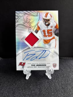 Tez Johnson #RPA-TJ Rookie Card 2025 Topps Chrome Football Topps Chrome Rookie Patch Autographs
