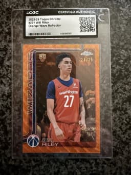 Will Riley #CHR-WR Rookie Card 2025-26 Topps Chrome Basketball Chromographs Rookie